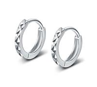 AMOR SPES S925 Silver Hoops Earrings for Women Men 925 Silver Cubic Zirconia for Birthday Wedding (B)