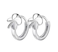 AMOR SPES S925 Silver Hoops Earrings for Women Men 925 Silver Cubic Zirconia for Birthday Wedding (C)