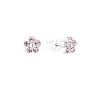 Amor stud earrings 925 sterling silver girls' children's earrings, with crystal glass, 0.5 cm, silver, flower, comes in jewelry gift box
