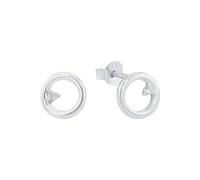 Amor Stud Earrings 925 Sterling Silver Ladies Earrings, With Cubic Zirconia Synth, 0.8 Cm, Silver, Comes In Jewelry Gift Box, 2026260