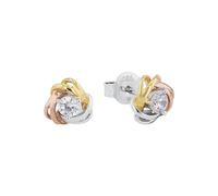 Amor stud earrings 925 sterling silver ladies earrings, with cubic zirconia synth, 0.8 cm, tricolor, knot, Comes in jewelry gift box, 9618545