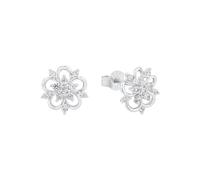 Amor Stud Earrings 925 Sterling Silver Ladies Earrings, With Cubic Zirconia Synth, 0.9 Cm, Silver, Flower, Comes In Jewelry Gift Box, 2012820