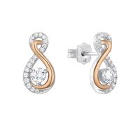 Amor Stud Earrings 925 Sterling Silver Women's Earrings with Synthetic Zirconia, 1.4 cm, Bicolour, Comes in Jewellery Gift Box, 2022417, onesize, Cubic Zirconia