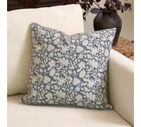 Amor Virisso Decorative Pillow Cover 60 x 60 cm - Floral Pattern, Block Print in Country Style, Neutral Decorative Pillow Cover as Accent for Sofa, Bed or Living Room, 1 Piece, Color: Blue (Dusty Blue