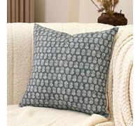 Amor Virisso Floral Pillow Cover 18x18, Dusty Blue, 1PC, Square, Neutral, Farmhouse, Print, Country Rustic, Accent, Home Decorative Purposes, Indoor Living Spaces