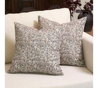 Amor Virisso Floral Throw Pillow Covers 20x20 Set of 2 Vintage Block Print Pillow Covers Decorative Pillow Covers Couch Pillows for Living Room Farmhouse Accent Sofa Pillows, Green/Sand