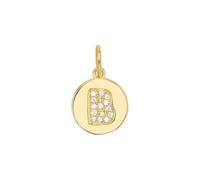 amor - Women's Pendant 925 Silver - Gold/Gold Plated - With Zircon - Letter Design B - AMR-P0025