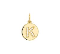 amor - Women's Pendant 925 Silver - Gold/Gold Plated - With Zircon - Letter Design K - AMR-P0017