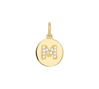 amor - Women's Pendant 925 Silver - Gold/Gold Plated - With Zircon - Letter M Design - AMR-P0016