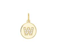 amor - Women's Pendant 925 Silver - Gold/Gold Plated - With Zircon - Letter W Design - AMR-P0008
