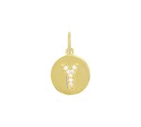 amor - Women's Pendant 925 Silver - Gold/Gold Plated - With Zircon - Letter Y Design - AMR-P0007
