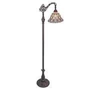 Amora Tiffany Floor Lamp Torchiere - Arched Style Peacock Floor Lamp - 62” Tall Peacock Floor Stained Glass Lamp - Tiffany Floor Lamps for Living Room
