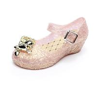 Amorar Cinderella Crystal Shoes, Girls Jelly Princess Wedges Dance Shoes with Glitter Disposable Packaging