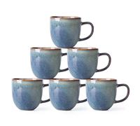 AmorArc 12oz Coffee Mugs, Ceramic Coffee Mugs set of 6 for Man, Woman, Dad, Mom, Modern Coffee Mugs with handle for Latte/Cappuccino/Milk/Cocoa. Dishwasher&Microwave Safe, Ceylon Blue