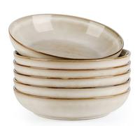AmorArc 8.5'' Large Pasta Bowls, 36oz Ceramic Salad Serving Bowls Set of 6 for Kitchen, Wide Stoneware Bowls for Pasta,Salad,Fruit,Bread, Microwave Safe, Reactive-Color, APB007