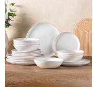 AmorArc Ceramic Dinnerware Sets,Handmade Reactive Glaze Stoneware Plates and Bowls Set,Highly Chip and Crack Resistant | Dishwasher & Microwave Safe Dishes Set,Service for 6 (18pc)