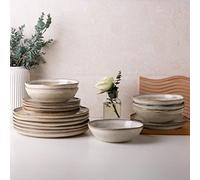 AmorArc Ceramic Dinnerware Sets,Handmade Reactive Glaze Stoneware Plates and Bowls Sets,Highly Chip and Crack Resistant | Dishwasher & Microwave Safe Dishes Set,Service for 4 (12pc)