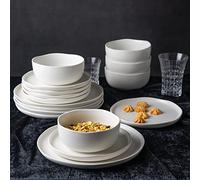 AmorArc Ceramic Dinnerware Sets, Wavy Rim Stoneware Plates and Bowls Sets, Highly Chip and Crack Resistant | Dishwasher & Microwave & Oven Safe Dishes Set, Service for 4 (12pc)