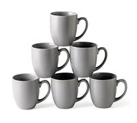 AmorArc Coffee Mugs Set of 6, Ceramic coffee mugs with large handle for Men Women,16oz Coffee Mugs for Coffee,Tea,Latte,Cocoa. Easy to Hold&Clean, Dishwasher&Microwave Safe, Matte Grey