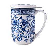 AmorArc Porcelain Tea Mug with Infuser and Lids, 18 Oz Tea Cup Strainer with Tea Bag Holder for Loose Leaf Tea, Tea Steeping Coffee Mug for House-warming Wedding Birthday Gift, ATC037
