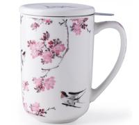 AmorArc Tea Cup With Infuser and Lid, 18oz Loose Leaf Tea Mug With Steeper | Porcelain Tea Mug With Infuser and Lid, Large Strainer Tea Cup with Lid for Tea, Coffee Mug for House-warming Birthday Gift