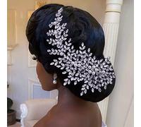 AMORARSI Crystal Wedding Hair Comb Bridal Hair Accessories Pearl and Rhinestone Bridal Side Combs for Women and Girls (Silver)