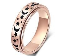 AmorArtSky Anxiety Ring for Men Women Titanium Stainless Steel 5 Colors 6mm Size 6-10 3 Styles Anxiety Ring Moon Star Sandblasted Finish Hollow Out, 7, Metal, No Gemstone