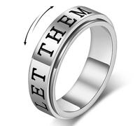 AmorArtSky Fidget Ring for Women - Let Them Spinner Ring for Anxiety & Stress Relief,Stainless Steel Anxiety Ring | Must-Have Gift for Her,Silent Sensory Toy for Work, Enamel Jewelry,Sizes 6-10 (Let