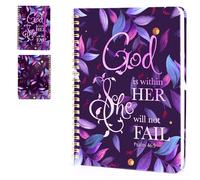 AmorBeBe Spiral Notebook Lined for Women & Men, 100 GSM thick 140 Pages, Bible Verse Notebook for Bible study A5 size with Back Pocket (Black)