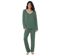 Amorbella Bamboo Pyjamas for Womens Set Moisture Wicking Pajamas Long Sleeve Pjs(Olive, Small)