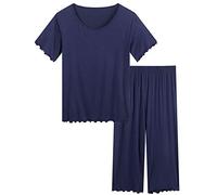 Amorbella Bamboo Viscose Pyjamas for Womens Cooling Pajamas Set Night Sweats Pjs Nightwear(Navy Blue, Small)