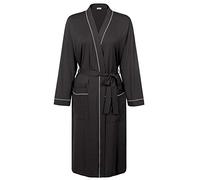 Amorbella Black Cotton Dressing Gown Long Lightweight Black Small