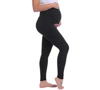 Amorbella Cotton Maternity Leggings Over Bump Workout Active Yoga Pants for Women Pregnancy (Black, Medium)