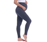 Amorbella Cotton Maternity Leggings Over Bump Workout Active Yoga Pants for Women Pregnancy (Dark Grey, Large)