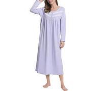 Amorbella Double Brushed Cotton Nighties Winter Super Cozy Warm Nightwear for Women Plus Size (Light Purple, XX-Large)