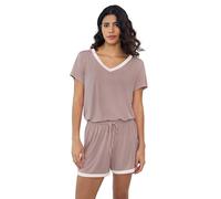 Amorbella Ladies Breathable Pyjamas Loose Soft Jammies Viscose Made from Bamboo Cozy Stretchy Pajama Set Menopause Moisture Wicking (Blushing Pink,XXL)