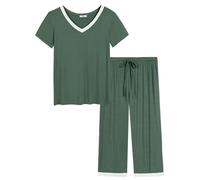 Amorbella Light/Lightweight Bamboo Pyjamas Women Cooling PJs Nightwear for Night Sweat (Olive Green, X-Large)