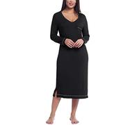 Amorbella Long Length Bamboo Night Shirts for Women Mid Calf V Neck Light Cool Comfortable Pyjama Shirt Nightwear Petite (Black, Small)