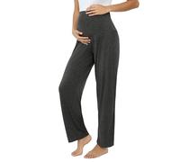 Amorbella Maternity Lounge Pants Pregnancy Pants Wide Leg Yoga Pants(Dark Grey,Large)