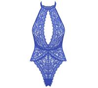 Amorbella One Piece Lingerie for Women Lace Teddy Snaps on Bodysuit(RoyalBlue,Large)