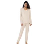Amorbella Pyjamas for Women-Cooling Pyjamas Set for Night Sweats Winter Soft Nightwear(Cream, XL)