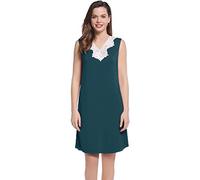 Amorbella Women Sleeveless Night Dress Summer Cooling Viscose Jersey Knit V-Neck Lace Knee Length Short Tank Sleepwear Plus Size (Green, XXL)