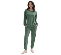 Amorbella Womens Bamboo Pyjamas Cooling Pajamas for Night Sweat Ladies Soft Nightwear(Olive, Large)