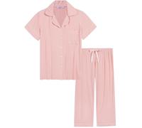 Amorbella Womens Bamboo Pyjamas Set Summer Cooling Sleepwear Night Sweats Pajamas Pjs(Peach Coral, Small)