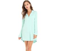 Amorbella Womens Cooling Nightshirts Bamboo Nightdress Night Sweats Hot Flushes Nightgown Mint Green