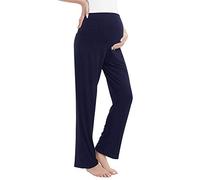 Amorbella Womens Maternity/Pregnancy/Pregnant Winter Casual Sweat Pants Over The Belly(Navy Blue,Large)