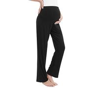 Amorbella Womens Maternity/Pregnancy/Pregnant Winter Sweatpants High Waisted Over The Belly(Black,Large)