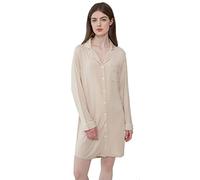 Amorbella Womens Nightdress Nightshirts Long Sleeve Soft Nightgown Ladies Night Shirt(Cream, Medium)