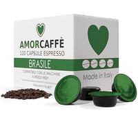 AMORCAFFÈ 100 Coffee Capsules Pods Compatible with Lavazza A Modo Mio, Brasile taste Strength 5/10