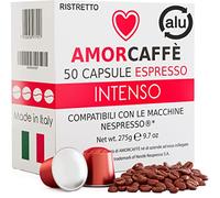 Amorcaffe 50 Aluminium Capsules Compatible with Nespresso Pods - Intenso Ristretto